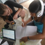 Researcher working with a participant to record an indigenous language