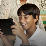 Child using a tablet device