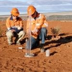 Two researchers working at a mine rehabilitation site